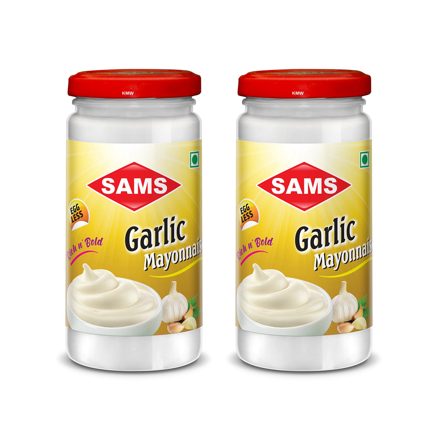 Sams Garlic Mayonnaise, Egg-Less, Rich n Bold (Pack of 2)