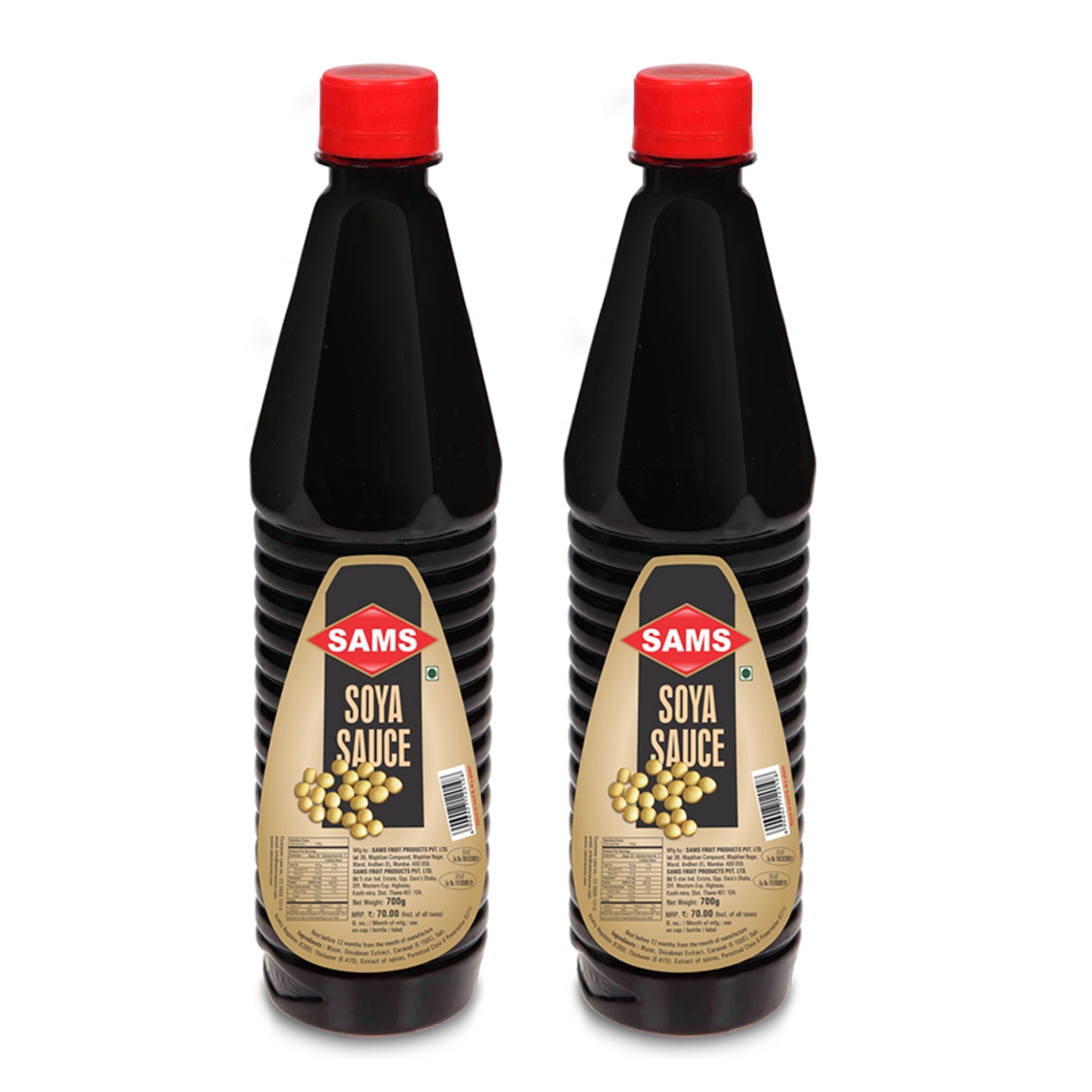 Sams Soya Bean sauce 700g Dark Soy Sauce, Rich, Brown Naturally Brewed pack of 2