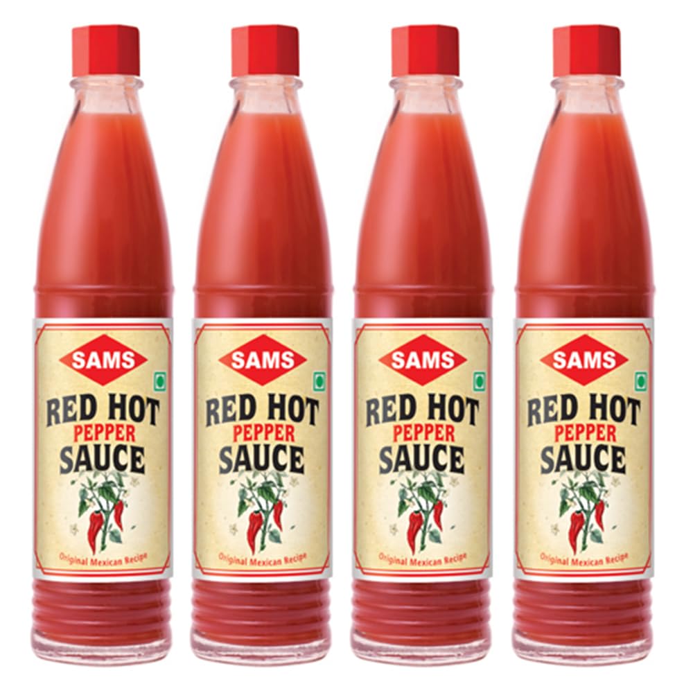 Sams Red Hot Pepper Sauce 88g, Pack of 4 Original Mexican Recipe Organic Red Chillies for Home Kitchen Pantry Hotel Chef Sauce (pack of 3)