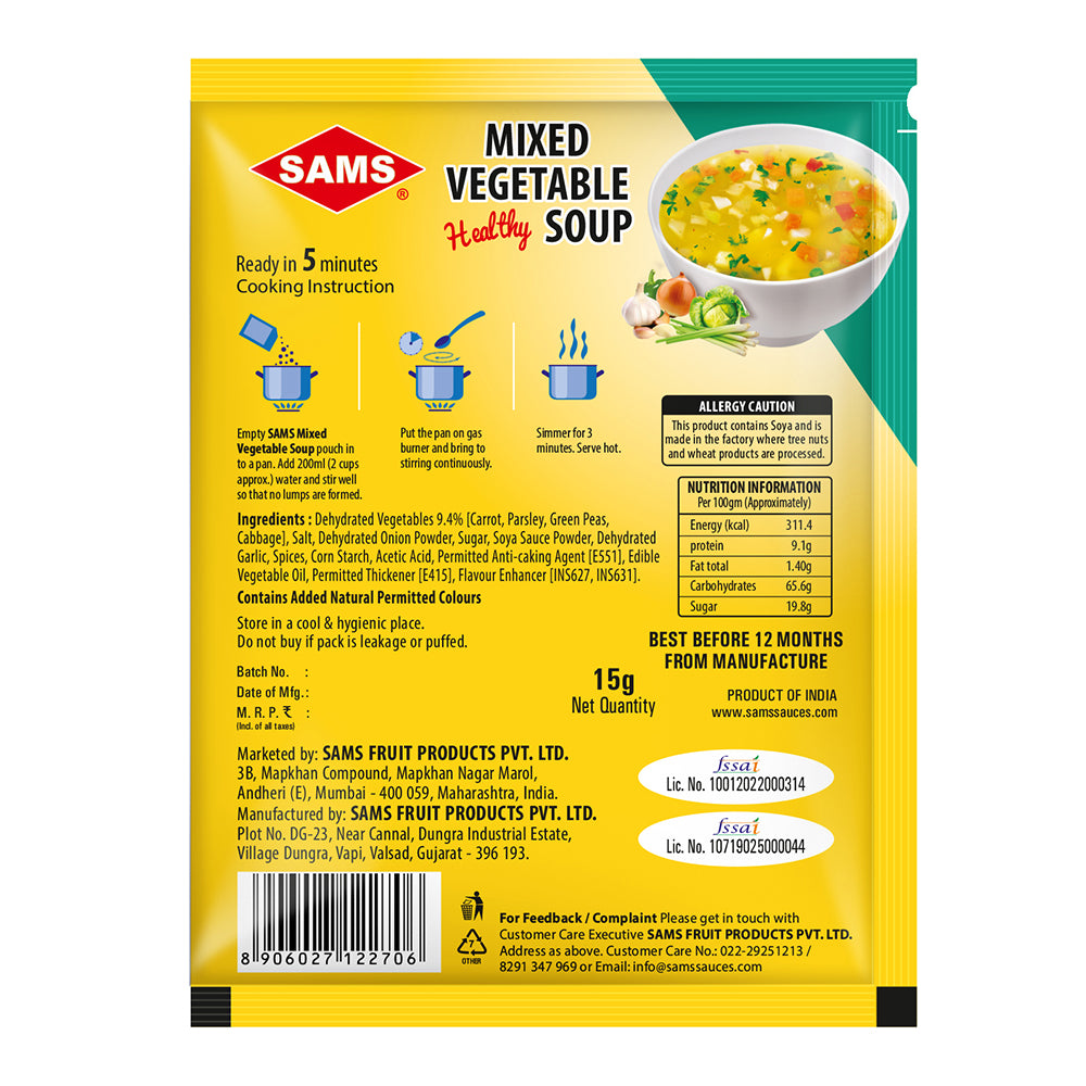 Sams Mixed Vegetable Healthy Soup 15g Each