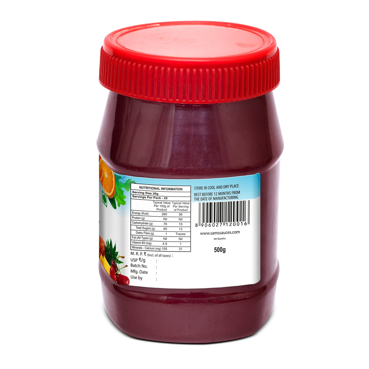 Sams Mixed Fruit Jam 500g Pack of 2, Thick & Delicious Jam for Daily Breakfast Spread for Sandwich, Rolls, Toast