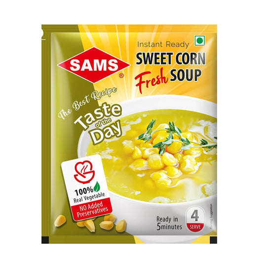 Sams Sweet Corn Soup, 48gm Instant Premix Powder, Fresh & Ready To Eat in 5 minutes (pack of 5)