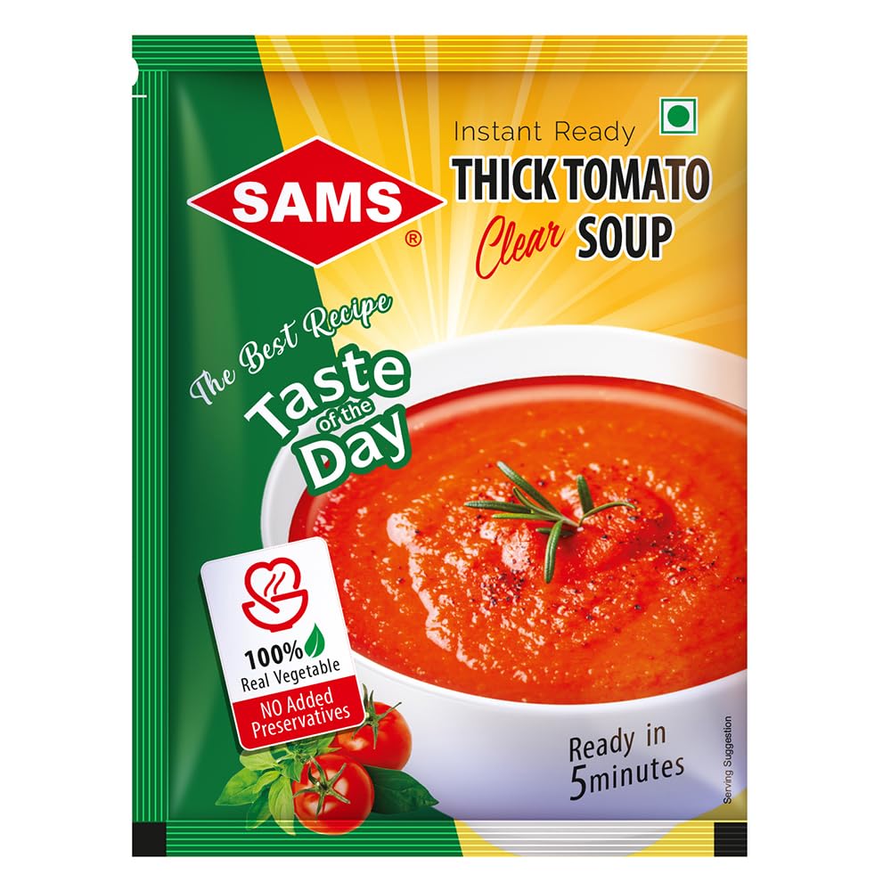 Sams Tomato Soup 22gm, Instant Premix Powder, Thick, Creamy & Ready To Cook in 5 minutes (pacl of 15)