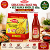 Sams Garlic Chilli Sauce 700g + Veg Hakka Noodles 900g Combo | Spicy Garlic Chilli Sauce & Restaurant-Style Hakka Noodles | Family Value Pack