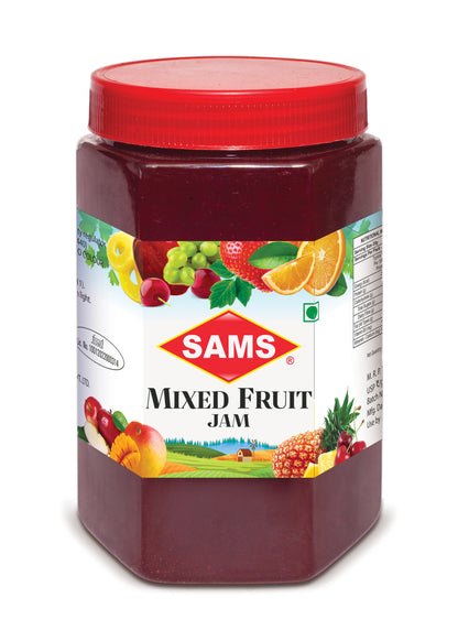 Sams Mixed Fruit Jam 1kg, Thick & Delicious Jam for Daily Breakfast Spread for Sandwich, Rolls, Toast