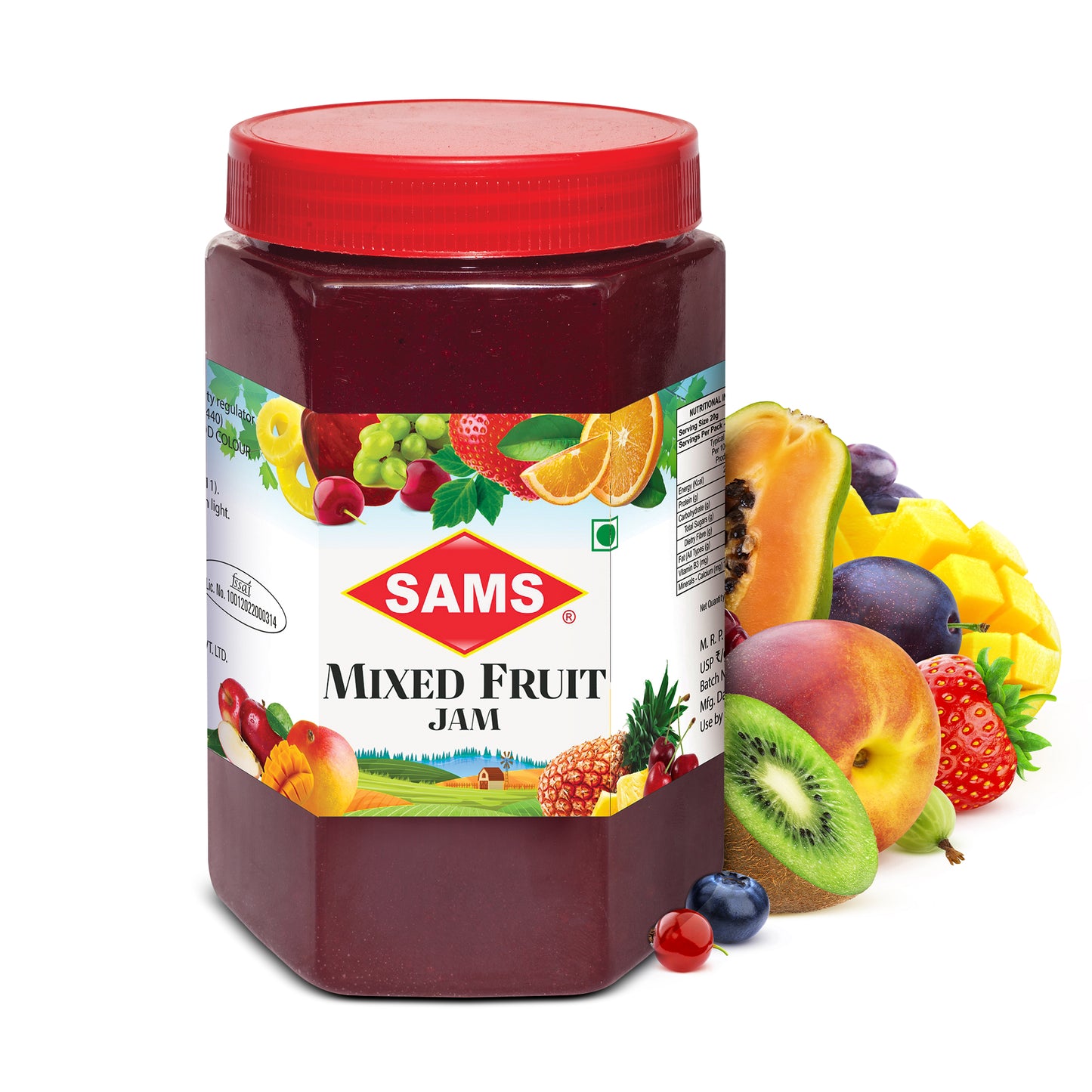 Sams Mixed Fruit Jam 1kg, Thick & Delicious Jam for Daily Breakfast Spread for Sandwich, Rolls, Toast