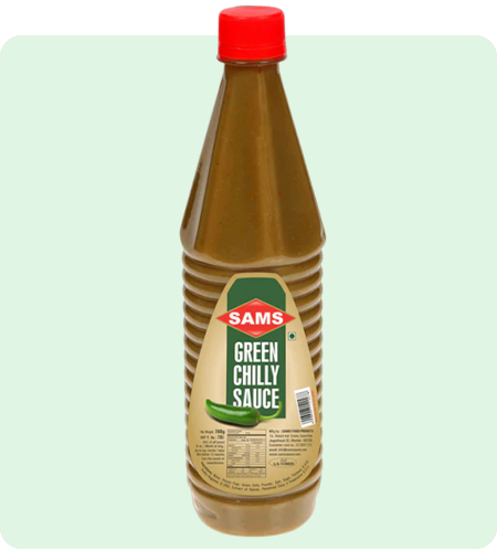 Sams Green Chilly Sauce 700gms, pack of 2