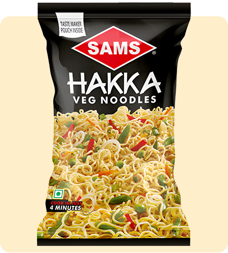 Sams Veg Hakka Noodles 180g with Tastemaker Chinese Noodle Fast Food for Breakfast Lunch Dinner and Soups (pack of 5)
