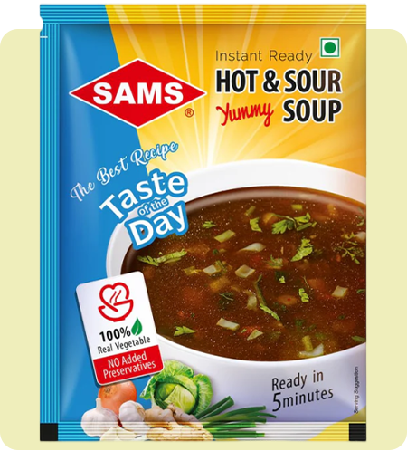 Sams Hot & Sour Soup, 51g, Ready To Eat, Instant Soup (pack of 5)