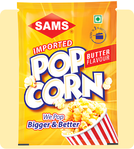 Sams Instant Popcorn, Classic Butter Flavor, 70g, Ready in 3 Minutes (Pack of 8)