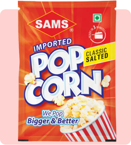 Sams Instant Popcorn, Classic Salted Flavour, 70g, Ready in 3 Minutes (pack of 7)