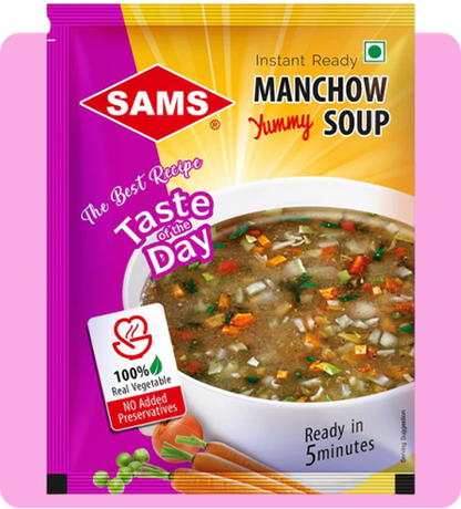 Sams Manchow Soup, 50g Instant Mix Powder, Ready To Make Instant Soup (pack of 5)