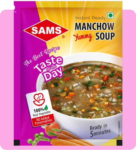 Sams Manchow Soup, 50g Instant Mix Powder, Ready To Make Instant Soup (pack of 5)
