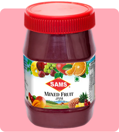 Sams Mixed Fruit Jam 500g Thick & Delicious Jam for Daily Breakfast Spread for Sandwich, Rolls, Toast