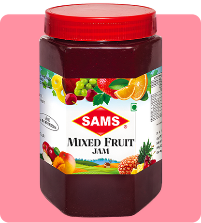 Sams Mixed Fruit Jam 1kg, Thick & Delicious Jam for Daily Breakfast Spread for Sandwich, Rolls, Toast