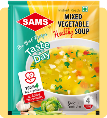 Sams Mixed Vegetable Soup 15 gm, Ready To Cook Vegetable Soup in 5 minutes (pack of 15)