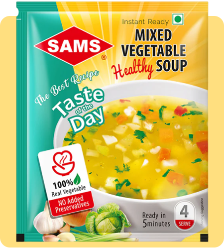 Sams Mixed Vegetable Soup 45 gm, Mix Veg Soup, Ready To Cook Vegetable Soup in 5 minutes (pack of 5)