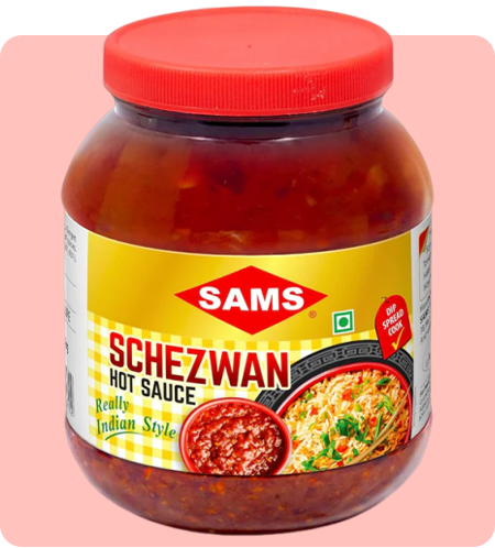 Sams Schezwan Hot Sauce 1kg Dip, Spread, Marinade, Vegan Sauce