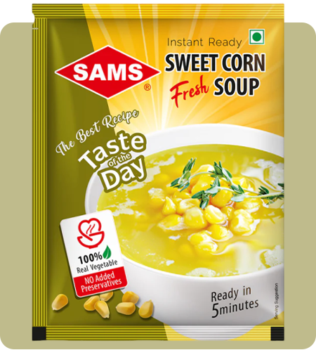 Sams Sweet Corn Soup, 48gm Instant Premix Powder, Fresh & Ready To Eat in 5 minutes (pack of 5)