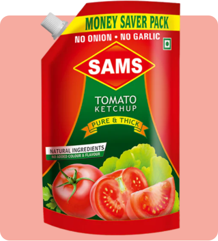 Sams Tomato Ketchup Pack of 2 non onion garlic 1kg jain tomota sauce