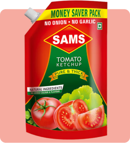 Sams Tomato Ketchup Pack of 2 non onion garlic 1kg jain tomota sauce