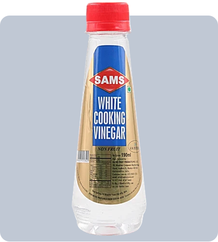 Sams White Vinegar for Cooking Unflavoured Natural White Vinegar for Food 190 ml Each