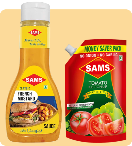Sams Tomato Ketchup 1kg and French Mustard Sauce 300g Combo Pack, Pure and Thick