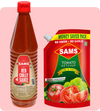 Sams Tomato Ketchup 1kg Red Chilly Sauce 700g Combo, Pure and Thick Saver Pack