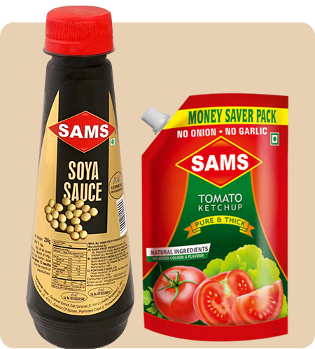 Sams Tomato Ketchup 1kg Pure & Thick, Soya Bean sauce 200g Combo Natural Ingredients