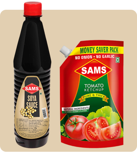 Sams Tomato Ketchup 1kg Pure & Thick and Soya Sauce 700g Combo, Natural Ingredients