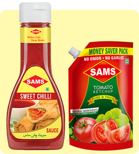Sams Tomato Ketchup 1kg and Sweet Chilli Sauce 380g Combo Pack, Pure and Thick
