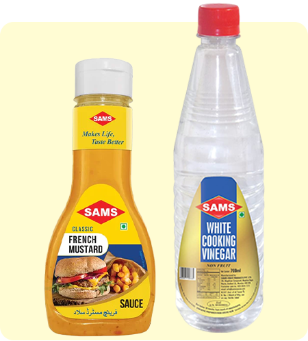 Sams French Mustard Sauce Paste 330g and White Cooking Vinegar 700ml combo Pack
