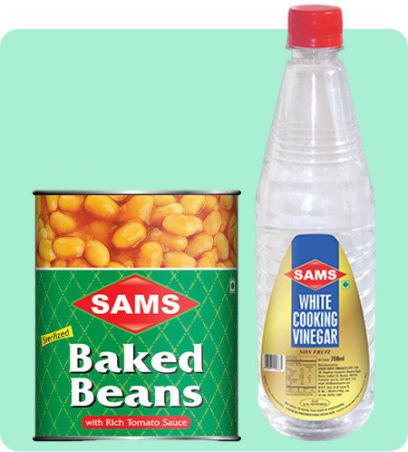 Sams backed Bean 415g and vinegar 700ml combo