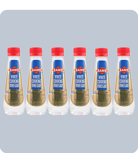 Sams White Vinegar 6 x 190ml for Cooking Non Fruit Unflavoured Natural White Vinegar