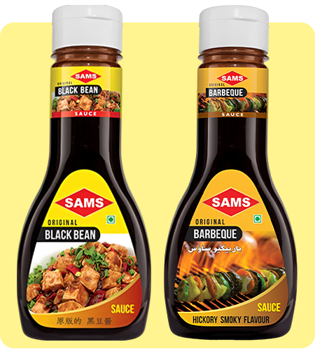 Sams Black Bean Sauce 330g and Barbeque Sauce 325g Gourmet Sauces for Adding Taste and Flavour to Home Cooked Meals, Veg
