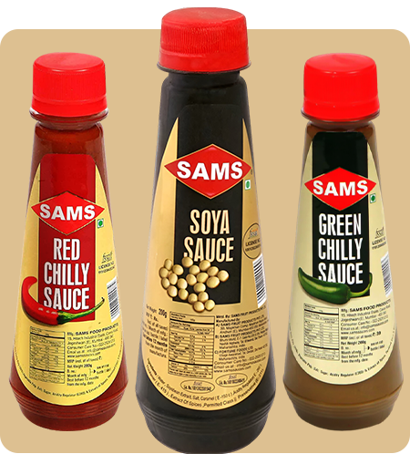 Sams Red Chilly, Green Chilly & Soya Sauce  (3 sauces combo) Each