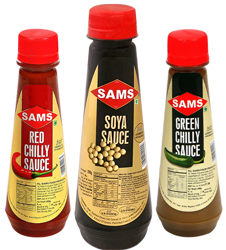 Sams Red Chilly, Green Chilly & Soya Sauce  (3 sauces combo) Each