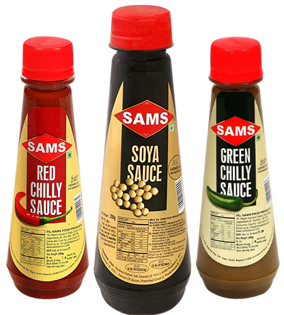 Sams Red Chilly, Green Chilly & Soya Sauce  (3 sauces combo) Each