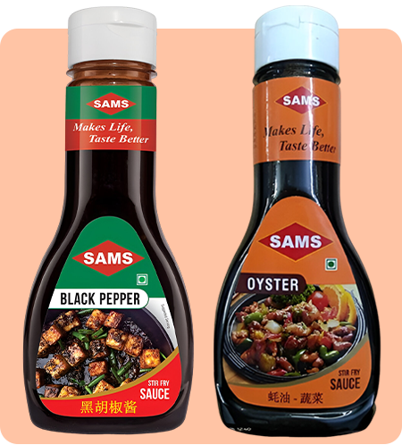 Sams Oyster Sauce 330g and Black Pepper Sauce 300g Gourmet Sauces for Adding Taste and Flavour to Home Cooked Meals, Veg