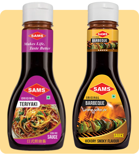 Sams Teriyaki Sauce 360g and Barbeque Sauce 325g Gourmet Sauces for Adding Taste and Flavour to Home Cooked Meals, Veg