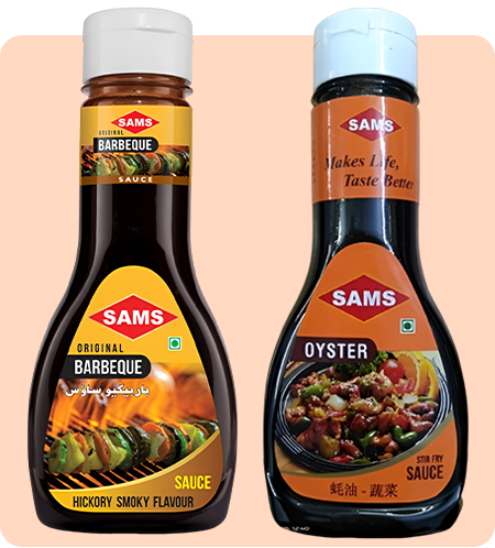 Sams Oyster Sauce 330g and Barbeque Sauce 325g Gourmet Sauces for Adding Taste and Flavour to Home Cooked Meals, Veg