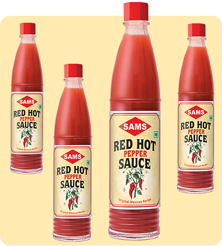 Sams Red Hot Pepper Sauce 88g, Pack of 4 Original Mexican Recipe Organic Red Chillies for Home Kitchen Pantry Hotel Chef Sauce (pack of 3)