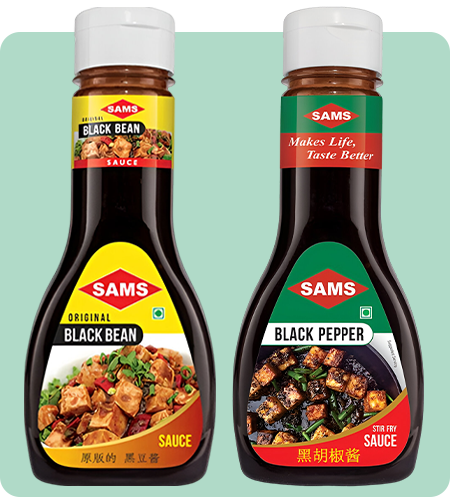 Sams Black Bean Sauce 330g and Black Pepper Sauce 300g Gourmet Sauces for Adding Taste and Flavour to Home Cooked Meals, Veg