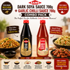 Sams Dark Soya Sauce 700g + Garlic Chilli Sauce 700g Combo | Authentic Indo-Chinese Cooking Sauce Pack | Stir Fry & Marinade Value Combo
