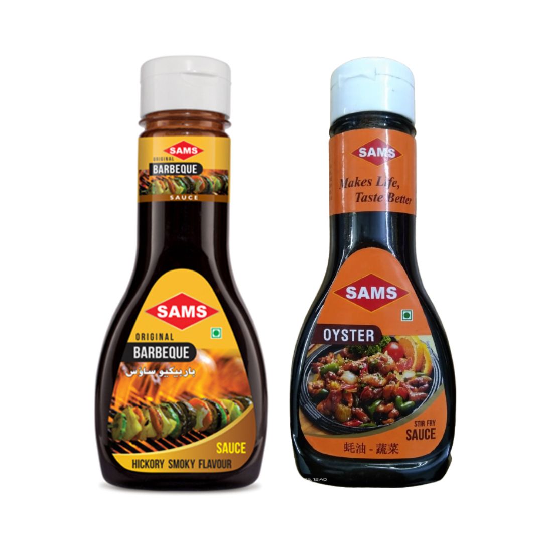 Sams Oyster Sauce 330g and Barbeque Sauce 325g Gourmet Sauces for Adding Taste and Flavour to Home Cooked Meals, Veg