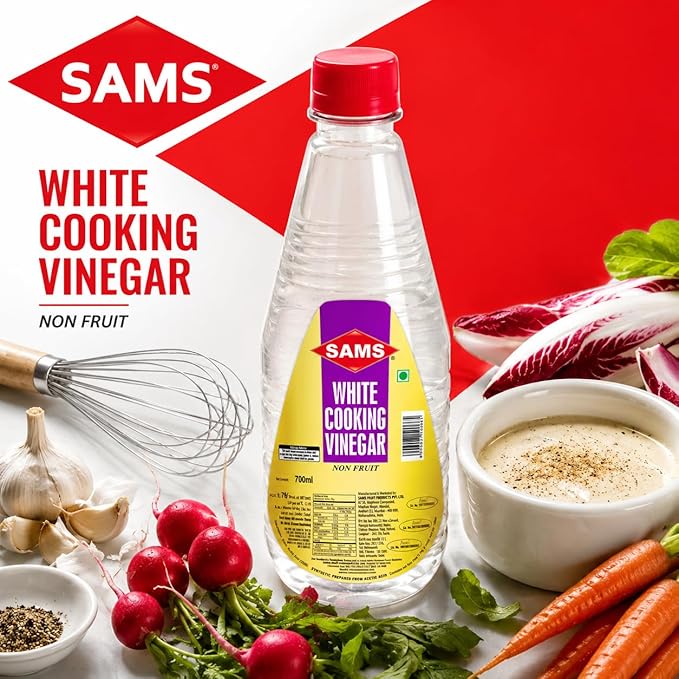 Sams White Vinegar for Cooking Pack of 4 Unflavoured Natural White Vinegar for Food 700 ml Each