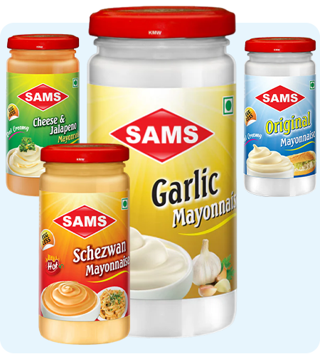 Sams Szewaan Hot Chutney and Eggless Mayonnaise Combo, 1kg Mayonnaise, Indian Style