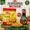 Sams Veg Hakka Noodles 900g + Black Pepper Sauce 300g Combo | Restaurant Style Noodles & Pepper Sauce | Value Pack
