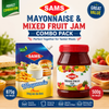 Sams Veg Mayonnaise 875g + Mixed Fruit Jam 500g | Creamy Mayo & Delicious Fruit Spread Combo | Value Pack