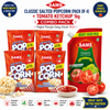 Sams Tomato Ketchup 1kg + Instant Salted Popcorn (4 Pack) Combo | Tangy Tomato Ketchup & Ready-to-Make Microwave Popcorn | Snack Value Pack